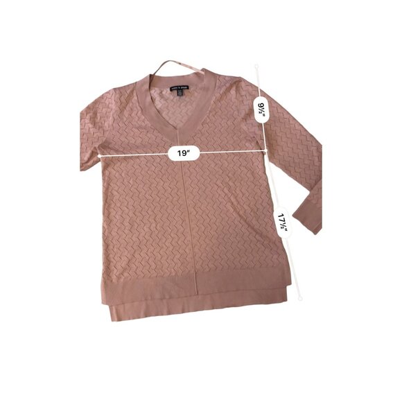 Cable & Gauge V-neck Pointelle Sweater in Dusty Rose Size NWOT - Picture 8 of 8